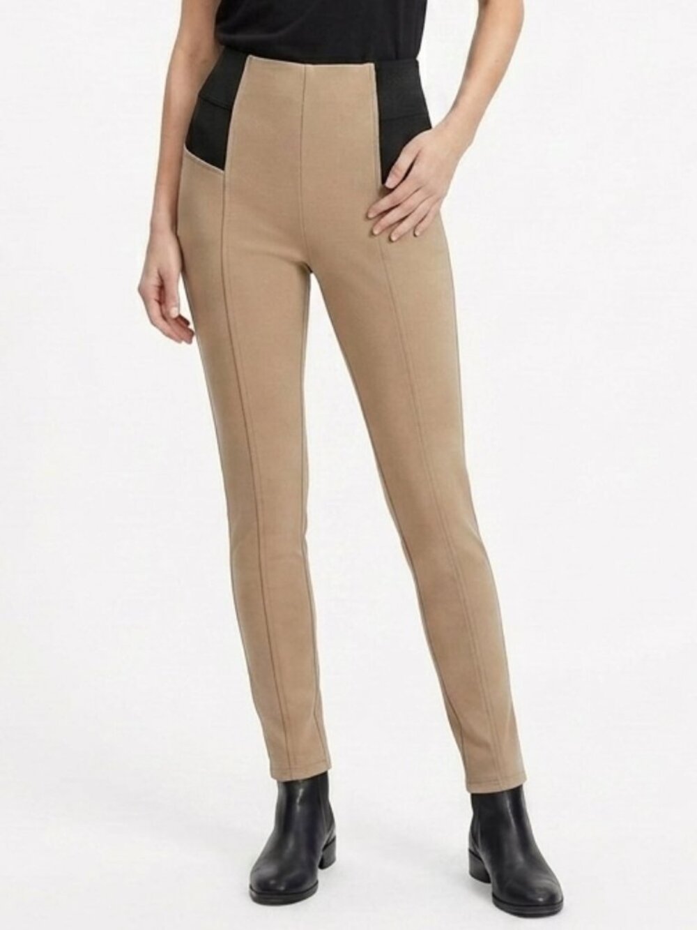 Dynamite Tan & Black Stretch Heavyweight Pull On Skinny Pants Sz. XS
